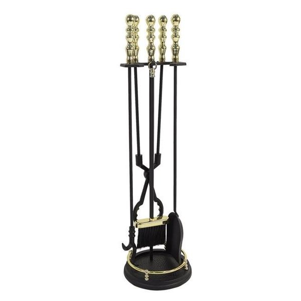 Achla Designs Achla PBK-99 32 in. Minuteman Manchester Fireplace Tools Set; Black & Polished Brass Plated - Set of 4 PBK-99